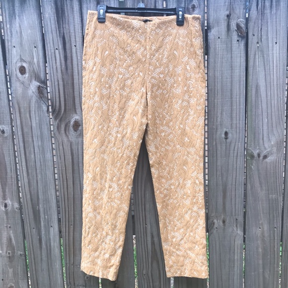 Anthropologie Paperwhite Gold Lace Pants - Picture 1 of 4